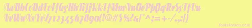 フォントLinotypegneisenauetteBlkalt – ピンクのフォント、黄色の背景