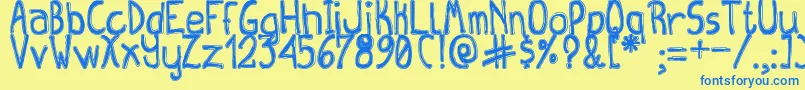 QueenDestroyTfb Font – Blue Fonts on Yellow Background