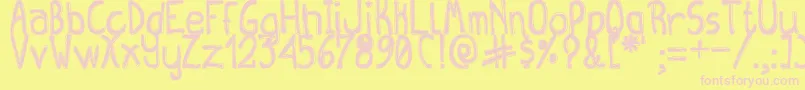 QueenDestroyTfb-Schriftart – Rosa Schriften auf gelbem Hintergrund