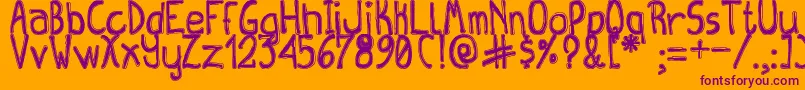 QueenDestroyTfb-fontti – violetit fontit oranssilla taustalla