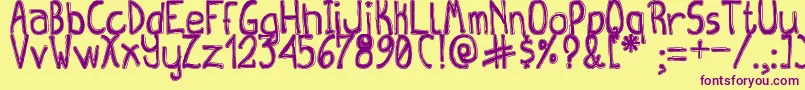 QueenDestroyTfb Font – Purple Fonts on Yellow Background