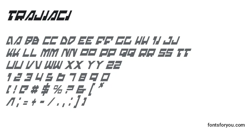 Czcionka Trajiaci – alfabet, cyfry, specjalne znaki