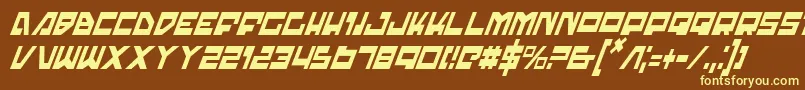 Trajiaci-fontti – keltaiset fontit ruskealla taustalla