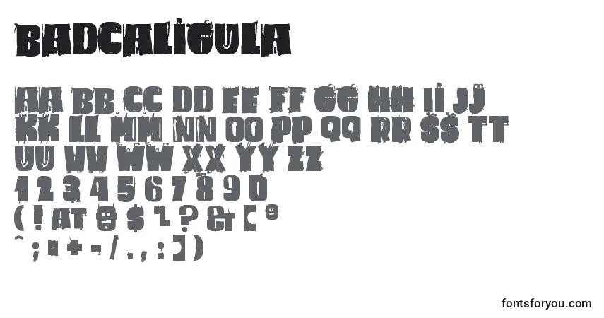 BadCaligula Font – alphabet, numbers, special characters