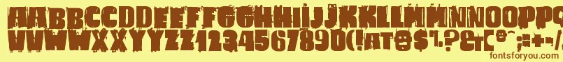 BadCaligula-Schriftart – Braune Schriften auf gelbem Hintergrund