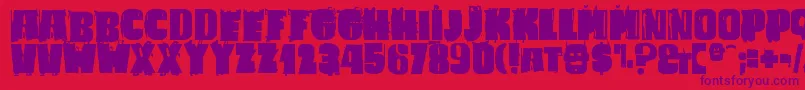 BadCaligula-Schriftart – Violette Schriften auf rotem Hintergrund