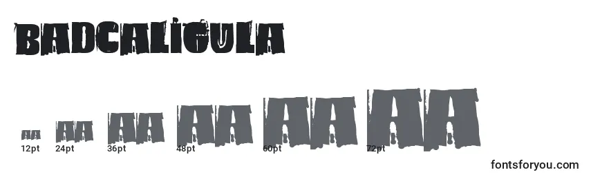 BadCaligula Font Sizes