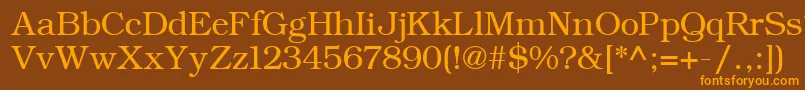 フォントErBukinistKoi8 – オレンジ色の文字が茶色の背景にあります。