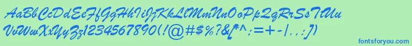 BrushScriptMtItalic Font – Blue Fonts on Green Background