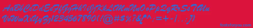 Police BrushScriptMtItalic – polices bleues sur fond rouge