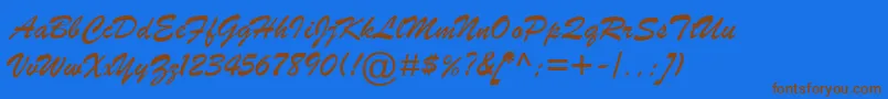 BrushScriptMtItalic Font – Brown Fonts on Blue Background