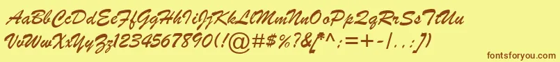BrushScriptMtItalic Font – Brown Fonts on Yellow Background