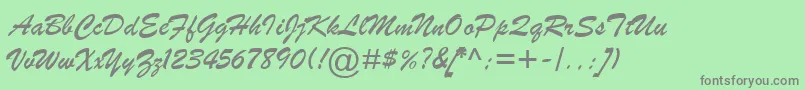 フォントBrushScriptMtItalic – 緑の背景に灰色の文字