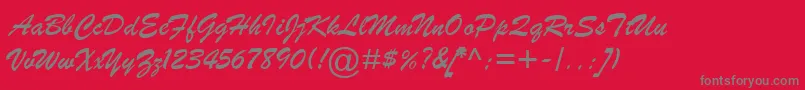 フォントBrushScriptMtItalic – 赤い背景に灰色の文字