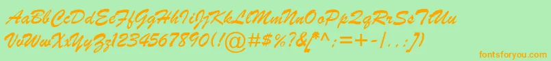 BrushScriptMtItalic Font – Orange Fonts on Green Background