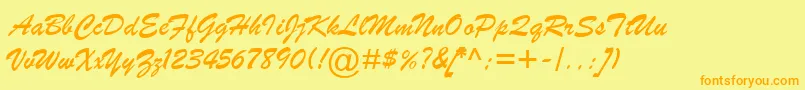 BrushScriptMtItalic Font – Orange Fonts on Yellow Background