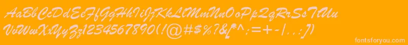 BrushScriptMtItalic Font – Pink Fonts on Orange Background