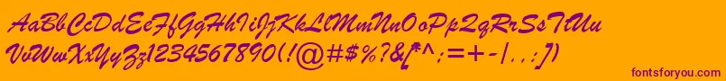 BrushScriptMtItalic Font – Purple Fonts on Orange Background