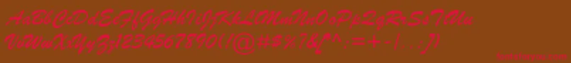 BrushScriptMtItalic Font – Red Fonts on Brown Background