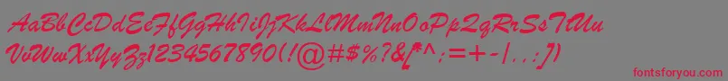 BrushScriptMtItalic-Schriftart – Rote Schriften auf grauem Hintergrund