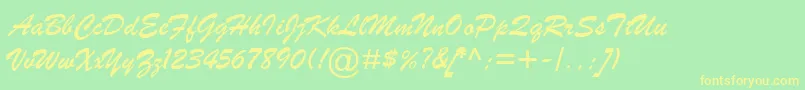BrushScriptMtItalic Font – Yellow Fonts on Green Background