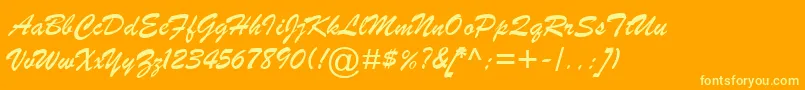 BrushScriptMtItalic Font – Yellow Fonts on Orange Background
