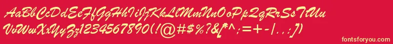 BrushScriptMtItalic Font – Yellow Fonts on Red Background