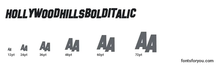 HollywoodHillsBoldItalic Font Sizes