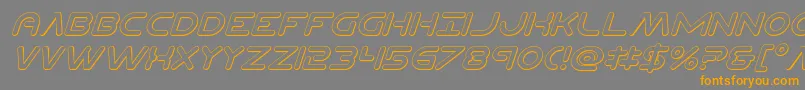 フォントPlanetncompact3Dital – オレンジの文字は灰色の背景にあります。