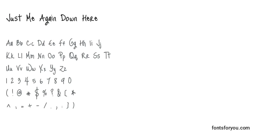 Just Me Again Down Hereフォント–アルファベット、数字、特殊文字