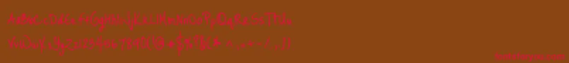 Just Me Again Down Here Font – Red Fonts on Brown Background