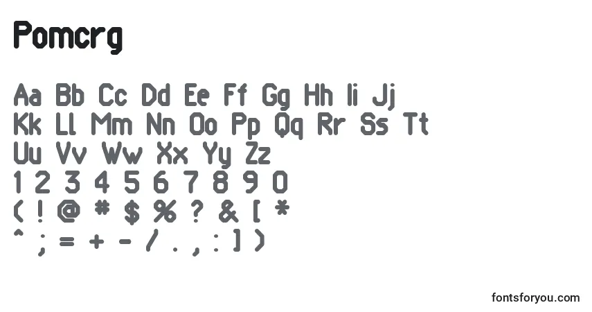 A fonte Pomcrg – alfabeto, números, caracteres especiais