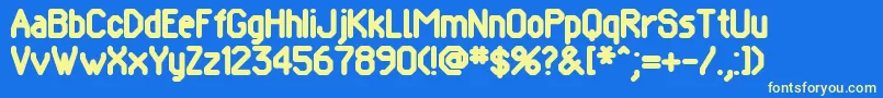 Pomcrg Font – Yellow Fonts on Blue Background