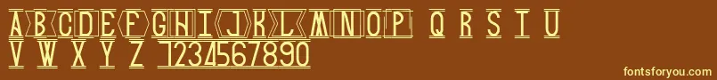 Snack-Schriftart – Gelbe Schriften auf braunem Hintergrund