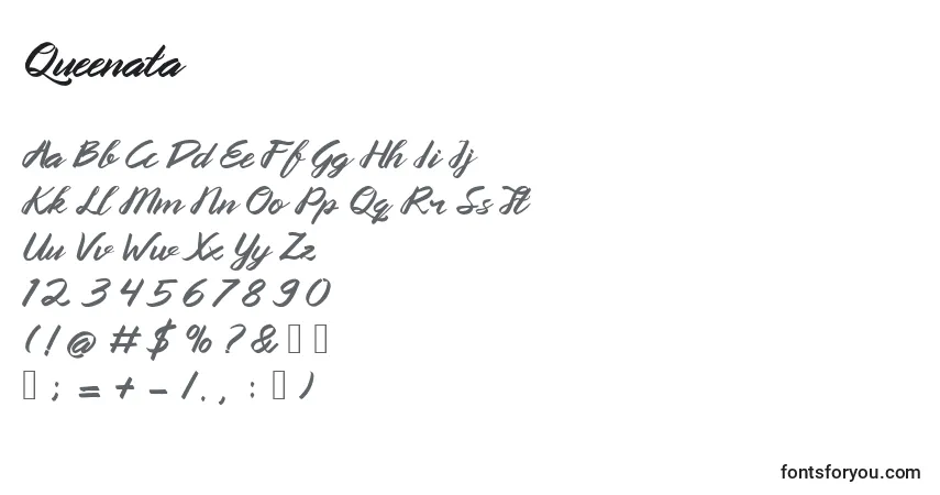 Queenata-fontti – aakkoset, numerot, erikoismerkit