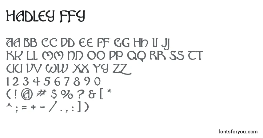 A fonte Hadley ffy – alfabeto, números, caracteres especiais