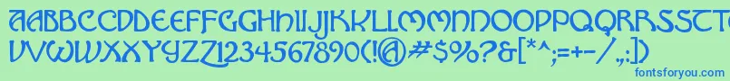 Hadley ffy Font – Blue Fonts on Green Background