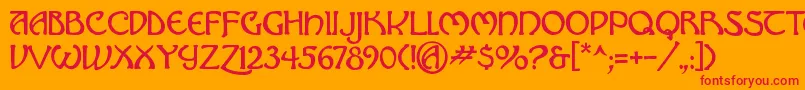 Hadley ffy Font – Red Fonts on Orange Background