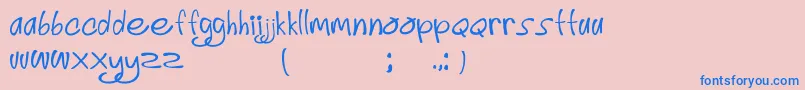 SimplyDeliciousFont3 Font – Blue Fonts on Pink Background