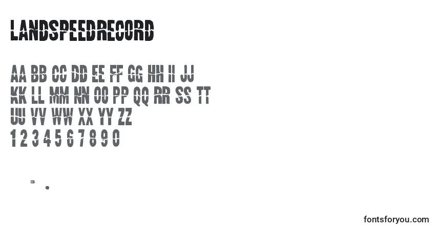 Czcionka LandSpeedRecord – alfabet, cyfry, specjalne znaki
