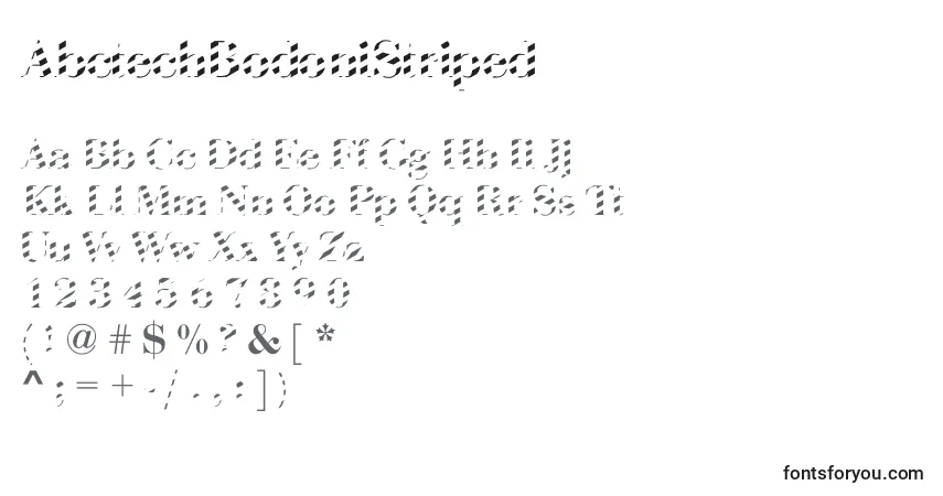 A fonte AbctechBodoniStriped – alfabeto, números, caracteres especiais