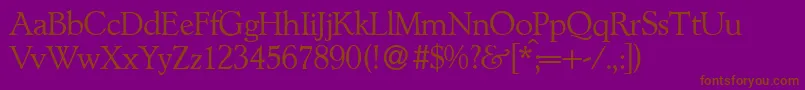 L890RomanRegular-Schriftart – Braune Schriften auf violettem Hintergrund