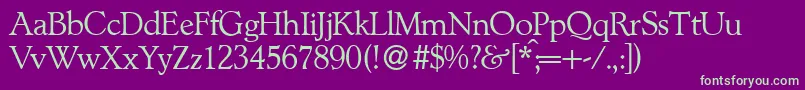 L890RomanRegular Font – Green Fonts on Purple Background