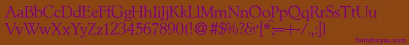 L890RomanRegular Font – Purple Fonts on Brown Background
