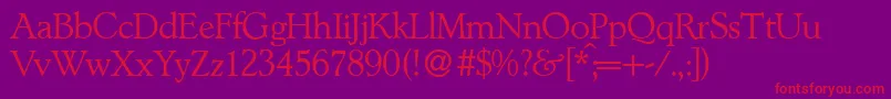 L890RomanRegular-Schriftart – Rote Schriften auf violettem Hintergrund