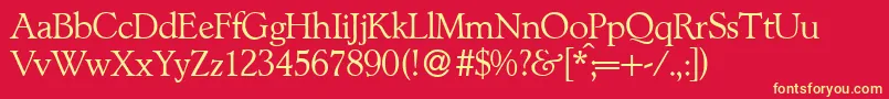 L890RomanRegular Font – Yellow Fonts on Red Background