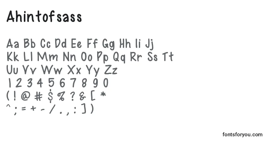 Schriftart Ahintofsass – Alphabet, Zahlen, spezielle Symbole