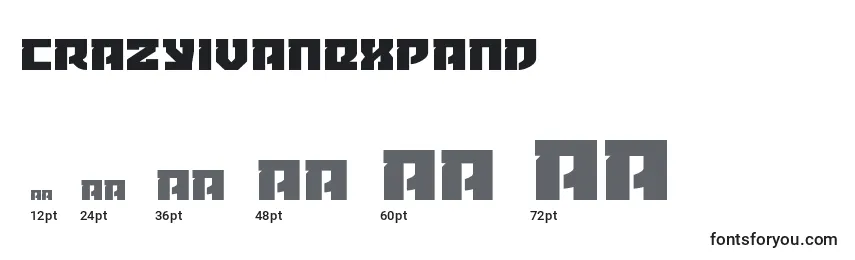 Размеры шрифта Crazyivanexpand