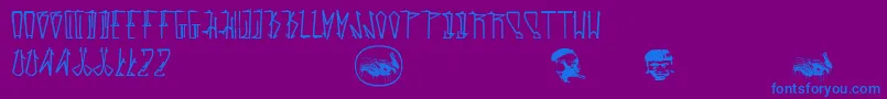 Estaktu-Schriftart – Blaue Schriften auf violettem Hintergrund