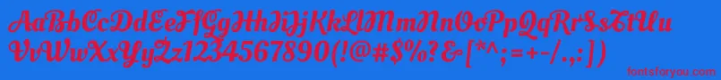 OleoscriptswashcapsRegular Font – Red Fonts on Blue Background